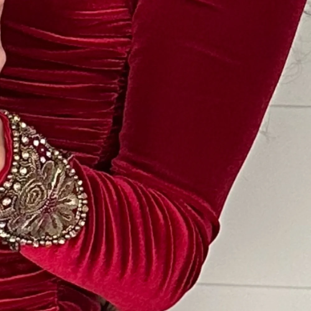 Red Velvet Dress Badgley Mischka - Picture 3 of 7